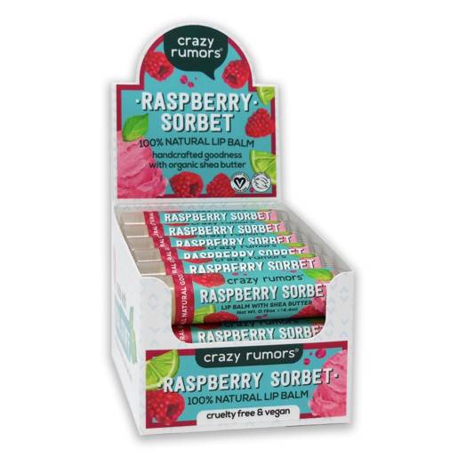 Crazy Rumors Natural Lip Balm - Raspberry Sorbet - 10+2 FREE.