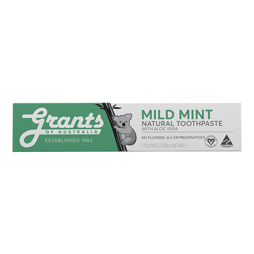 Soothing, natural toothpaste from Grants of Australia- fluoride-free, mildly minty
