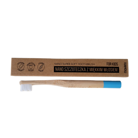 MOHANI Children's Bamboo Toothbrush - Blue, 10,000 Soft Bristles