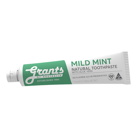 Soothing, natural toothpaste from Grants of Australia- fluoride-free, mildly minty