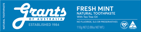 Refreshing natural toothpaste from Grants of Australia- fluoride-free, mint-flavored