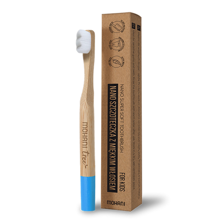 MOHANI Children's Bamboo Nano Toothbrush - Blue, 10,000 Soft Bristles