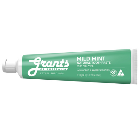 Soothing, natural toothpaste from Grants of Australia- fluoride-free, mildly minty