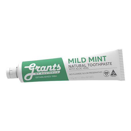 Soothing, natural toothpaste from Grants of Australia- fluoride-free, mildly minty