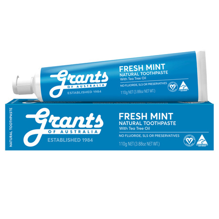 Refreshing natural toothpaste from Grants of Australia- fluoride-free, mint-flavored