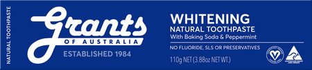 Whitening natural toothpaste from Grants of Australia-no fluoride